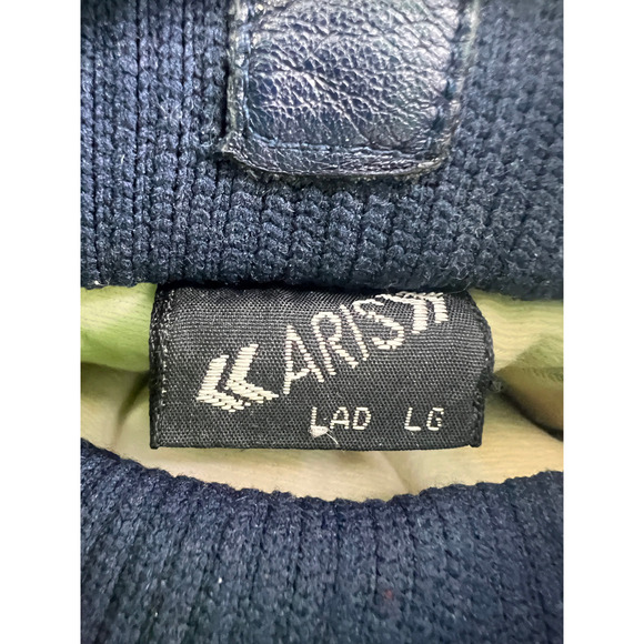 Vintage Aris Leather Mittens Mens Large Black Leather Winter Warm Snow USA - Picture 4 of 4